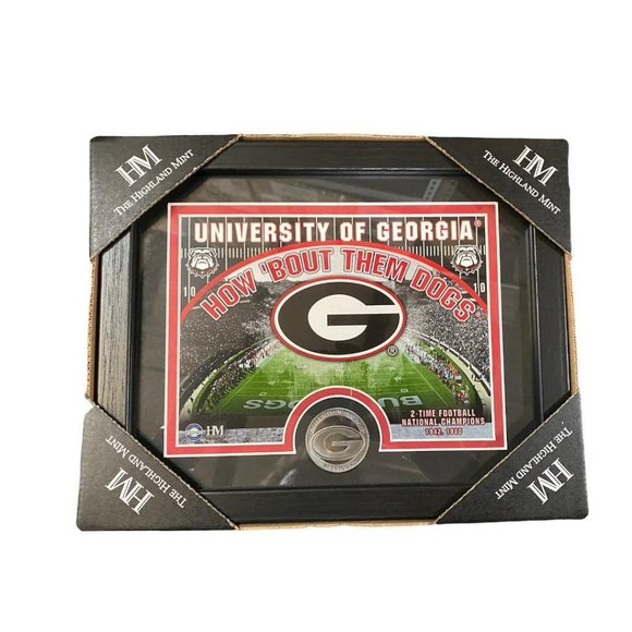 GEORGIA BULLDOGS MINT COIN FRAMED STADIUM PHOTO & COIN by HIGHLAND MINT – NEW - Picture 1 of 5